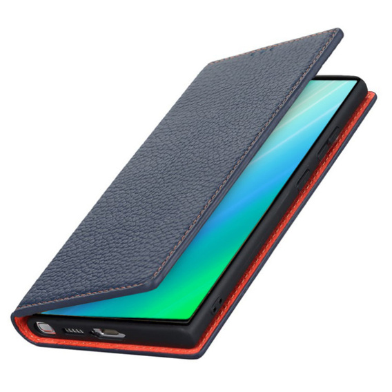 Kožené puzdro pre Samsung Galaxy S23 Plus, ERBORD Grain Leather, námornícky modrý
