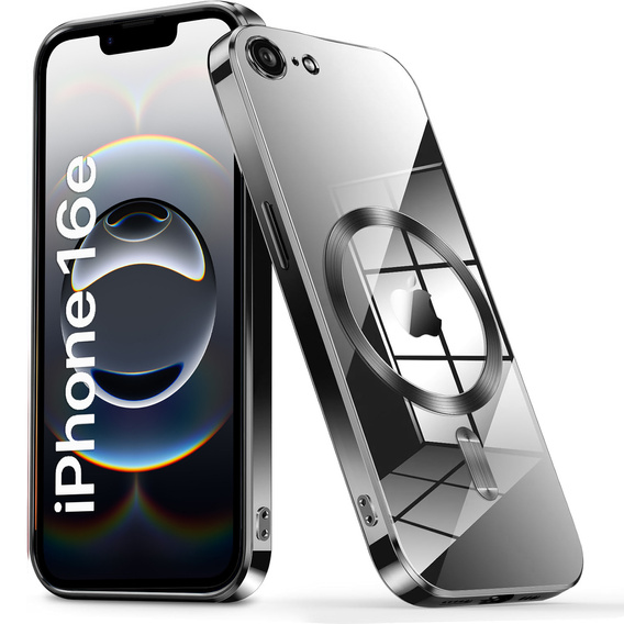 Puzdro pre iPhone 16E, Electro MagSafe, čierne + sklo na displej