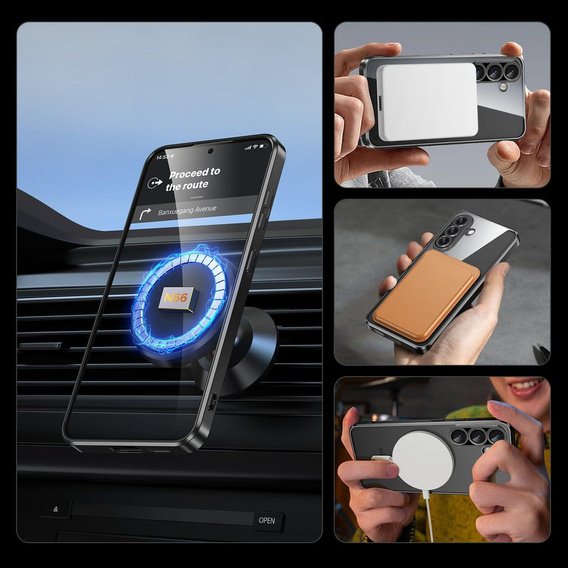 Puzdro pre Samsung Galaxy A26, Electro MagSafe, čierne + sklo na displej