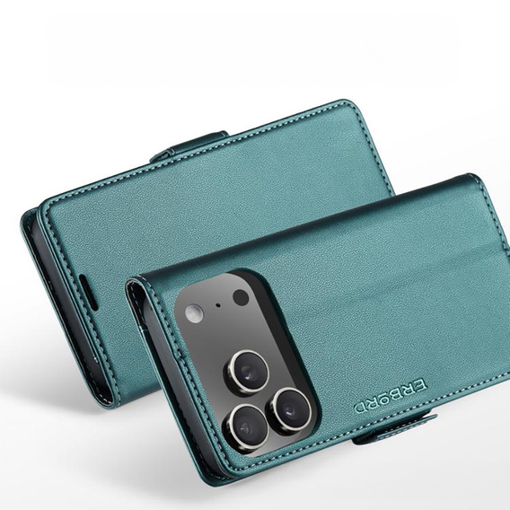 ERBORD Glossy Litchi - peňaženkové puzdro s chlopňou pre iPhone 17 Pro Max