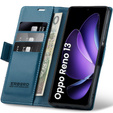 Puzdro pre Oppo Reno 13, ERBORD Glossy Litchi, flipová peňaženka, modré