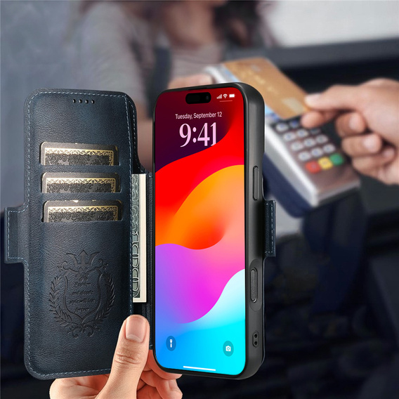 Flipové puzdro 2 v 1 pre iPhone 17 Pro, SUTENI, pre MagSafe, modré