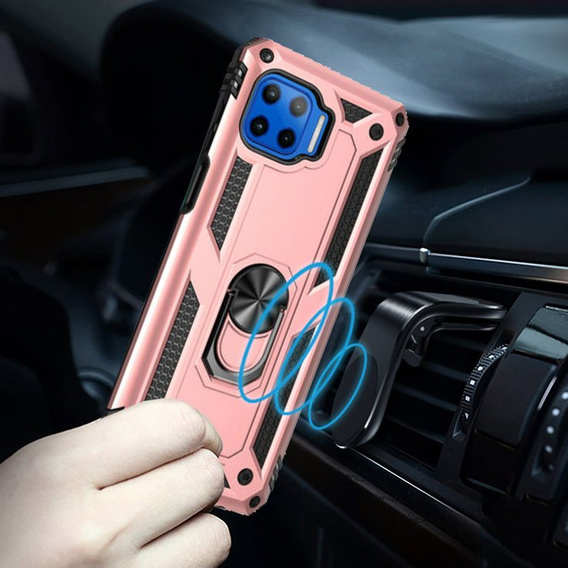 Pancierované obal na mobil pre Motorola Moto G 5G Plus, Nox Case Ring, ružové rose gold