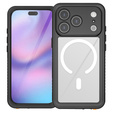 Puzdro Redpepper pre iPhone 17 Pro, vodotesné podľa IP68, pre MagSafe, priehľadné s čiernymi stranami