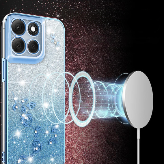 Puzdro pre Motorola Moto G56 5G, Glitter Flower, modré