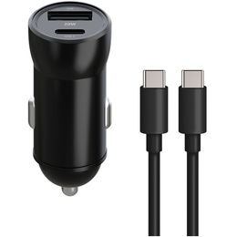 Maxlife PD/QC 20 W nabíjačka do auta s káblom USB-C – USB-C 60 W pre smartfóny, tablety, navigačné zariadenia a iné zariadenia s USB/USB-C