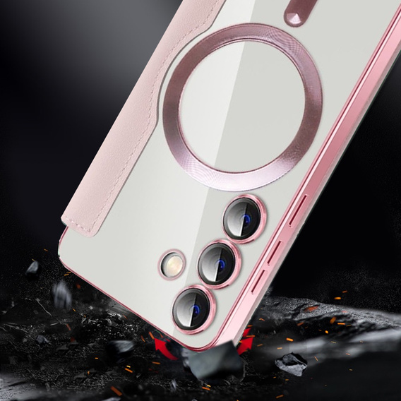 Klapkové puzdro pre Samsung Galaxy S24+ Plus, RFID Wallet MagSafe CamShield, ružové