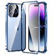Puzdro pre iPhone 14 Pro, Magnetic Dual Glass, modré