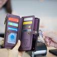 Puzdro CASEME pre Samsung Galaxy A56 5G, RFID Leather Wallet, s popruhom cez rameno, fialové
