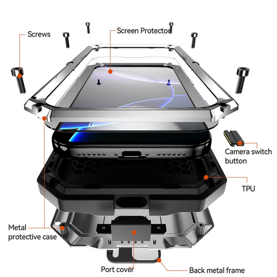 Puzdro R-JUST s ochranným sklom a stojanom pre iPhone 17 Pro Max