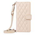 Puzdro s chlopňou pre Xiaomi Redmi Note 14 Pro 5G / Xiaomi Redmi Note 14 Pro+ 5G / Xiaomi Poco X7 5G, Rhombus Crossbody Leather, béžové