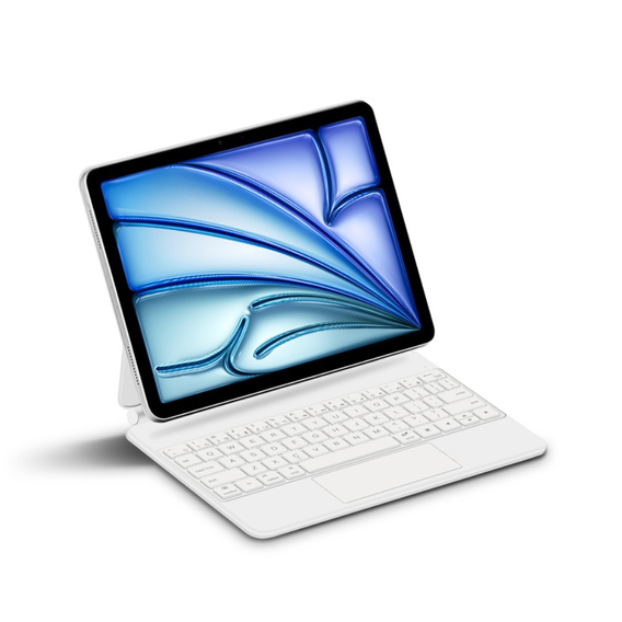 Puzdro s klávesnicou pre iPad Air 13" 2024, Magnetic Keyboard Touchpad, biele