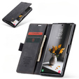 CASEME puzdro pre Samsung Galaxy S22 Ultra, Leather Wallet Case, čierne