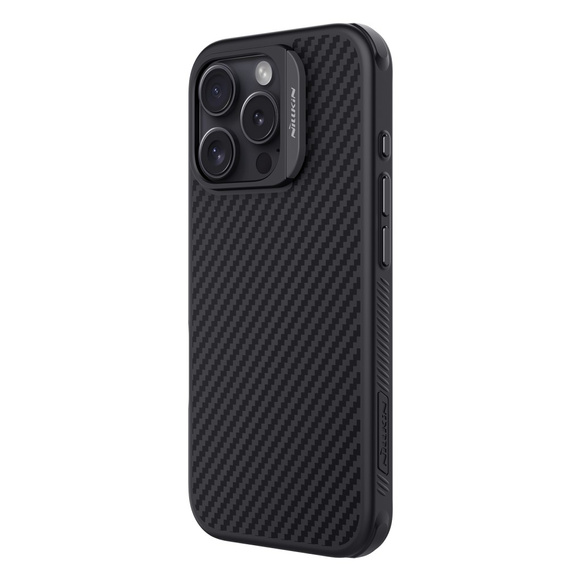 Puzdro pre iPhone 16 Pro, pancierované Nillkin, Carbon Fiber, pre Magsafe, čierne