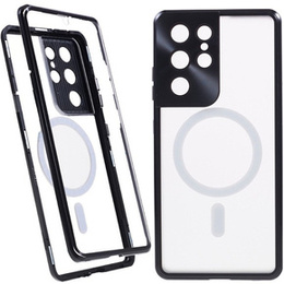 Magnetické puzdro Dual Glass MagSafe pre Samsung Galaxy S21 Ultra, čierne