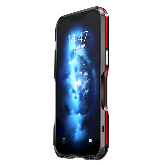 Puzdro LUPHIE pre iPhone 14, Armor Bumper, čierna / červená