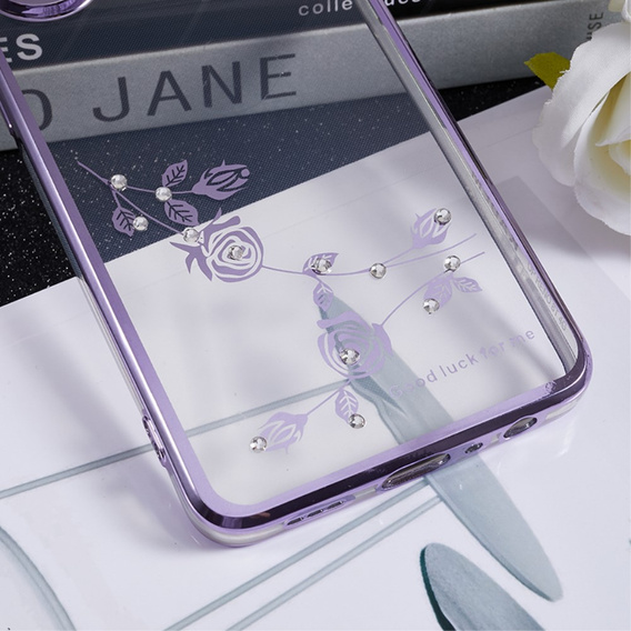 Puzdro pre Oppo Reno8 T 4G, Glitter Flower, fialové