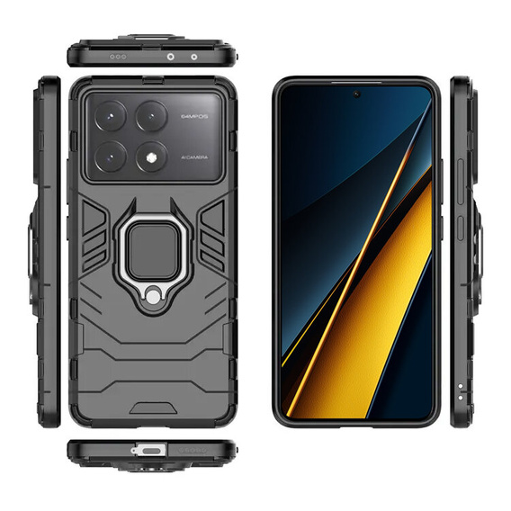 Obal na mobil pre Xiaomi Poco X6 Pro 5G, Kickstand Ring, čierne