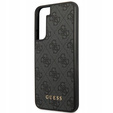 GUESS Obal na mobil pre Samsung Galaxy S23, 4G Metal Gold Logo, sivé