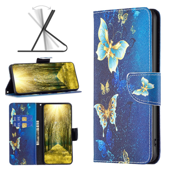 Klapkové puzdro pre Xiaomi Redmi Note 13 Pro 5G, Wallet, Butterflies modré