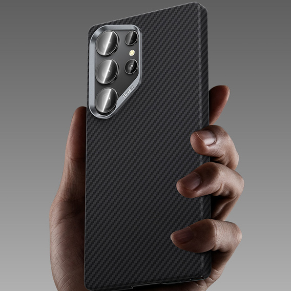 Puzdro BENKS Kevlar pre Samsung Galaxy S25 Ultra, pre MagSafe, Carbon Fiber, čierne