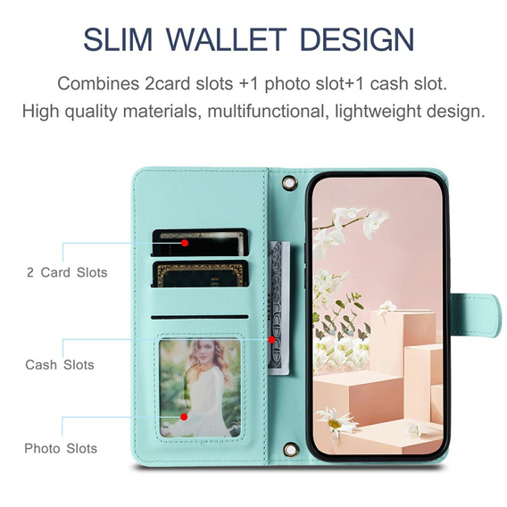 Puzdro s chlopňou pre Samsung Galaxy S25 FE, Rhombus Crossbody Leather, zelený