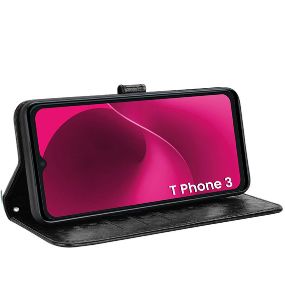 Flipové puzdro pre T Phone 3 5G, Wallet Rhombus, čierne