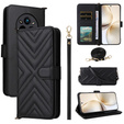 Puzdro s chlopňou pre Realme 14 Pro+ 5G, Crossbody Leather Wallet, čierne