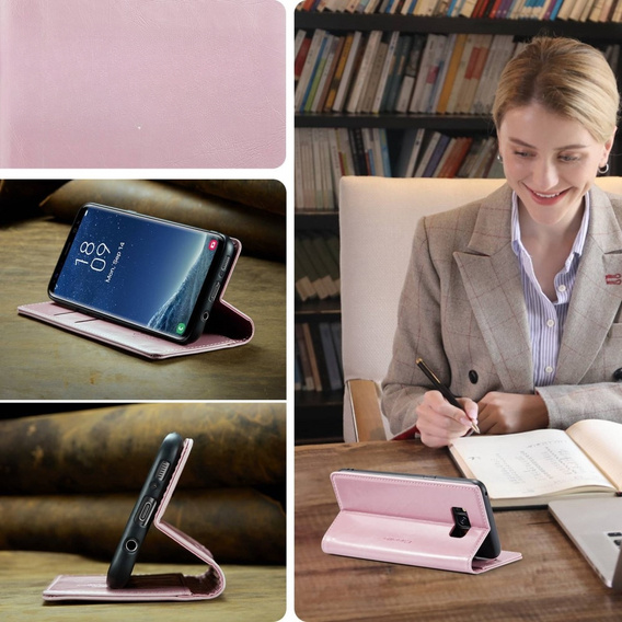 CASEME flipové puzdro pre Samsung Galaxy S8, Waxy Textured, ružové
