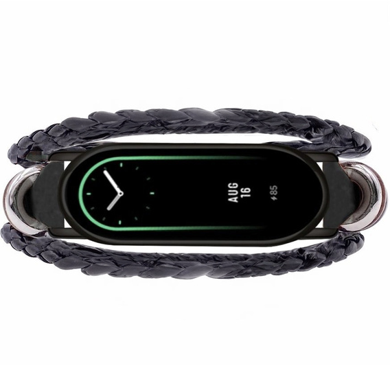Kožený remienok pre Xiaomi Smart Band 10 / 9 / 8, čierny