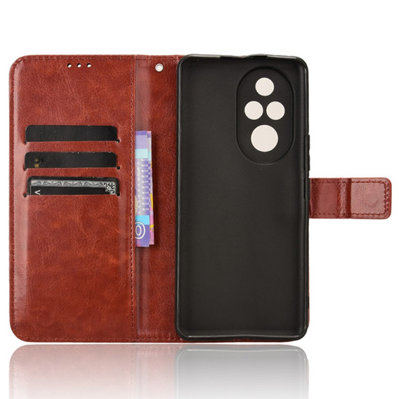 Klapkové puzdro pre Honor 200 Pro 5G, Crazy Horse Wallet, hnedé