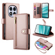 Klapkové puzdro pre Xiaomi Redmi Note 14 Pro 5G / Poco X7 5G, Wallet Zipper Pocket, ružové