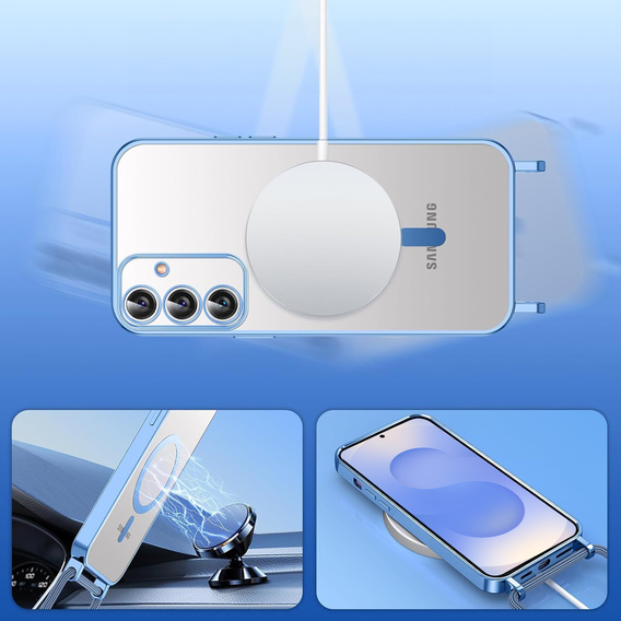 Puzdro pre Samsung Galaxy S25+ Plus, Electro MagSafe, modré + šnúrka