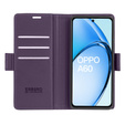 Puzdro pre Oppo A60, ERBORD Glossy Litchi, flipová peňaženka, fialové