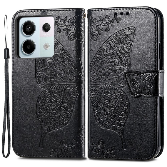 Klapkové puzdro pre Xiaomi Redmi Note 13 Pro 5G, Butterfly, čierne