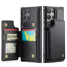 CASEME flipové puzdro pre Samsung Galaxy S25 Ultra, Litchi Wallet, čierne