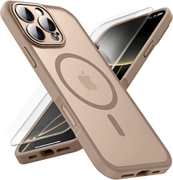 Puzdro pre iPhone 16 Pro, pre MagSafe, ERBORD Matt Case, desert titanium + sklo na displej