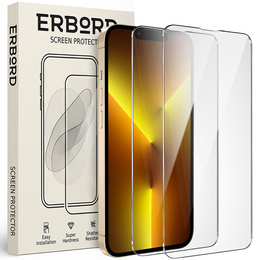 2x tvrdené sklo pre iPhone 13 Pro Max, ERBORD 9H Hard Glass na displeji