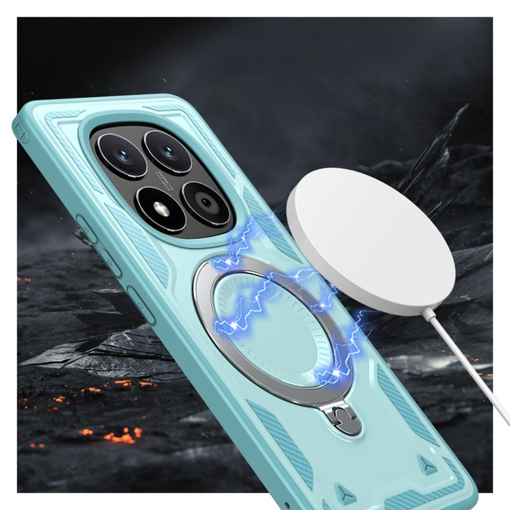 Puzdro pre Xiaomi Redmi Note 14 Pro 5G /  Poco X7 5G, Military MagSafe, modré + sklo 9H