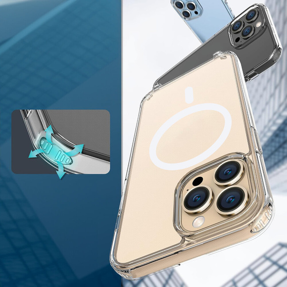 Puzdro so šnúrkou pre iPhone 16 Pro, ERBORD MagSafe, priehľadné + sklo na displej