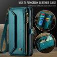 Puzdro CASEME pre Samsung Galaxy S25 FE, RFID Leather Wallet, s popruhom cez rameno, zelený