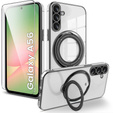 Magnetické puzdro pre Samsung Galaxy A56, pre MagSafe, čierne + sklo 9H