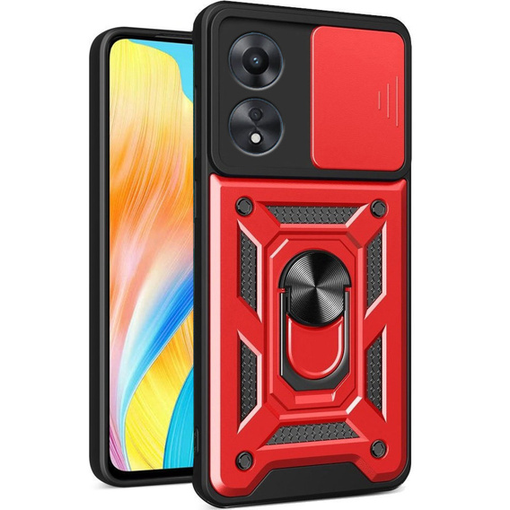 Obal na mobil pre Oppo A98 5G, CamShield Slide, červené