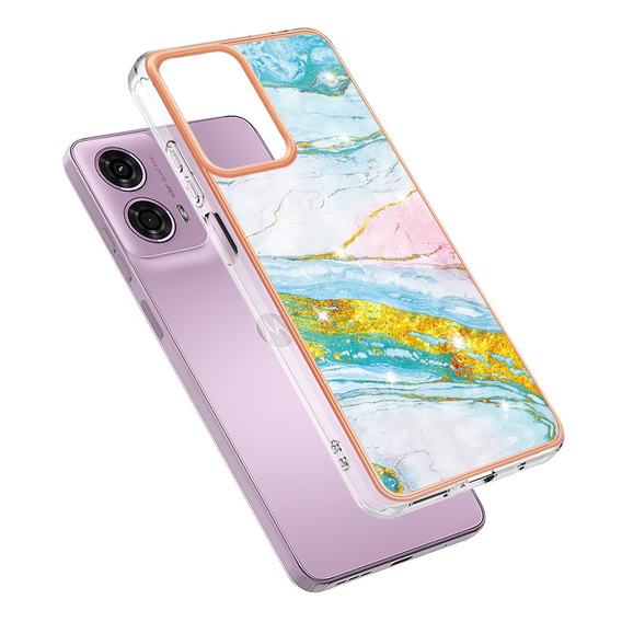 Ochranné puzdro pre Motorola Moto G24 / G24 Power / G04, Marble Slim Case, modré
