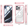 Puzdro pre iPhone 16 Pro, Shockproof, so sklom, pre MagSafe, ružové