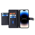 Klapkové puzdro pre iPhone 14 Pro Max, Wallet Zipper Pocket, čierne