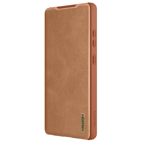 Flipové puzdro NILLKIN pre Samsung Galaxy S25 Ultra, CamShield Qin Pro, kožené, hnedé