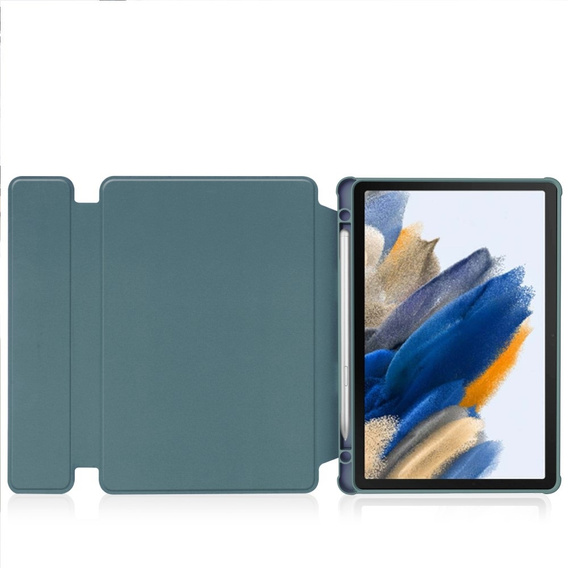Puzdro s klávesnicou pre Samsung Galaxy Tab A9+, Rotary 360° Leather, tmavozelené
