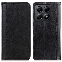 Obal na mobil pre Xiaomi 14T, Wallet Litchi Leather, čierne