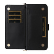 Puzdro s chlopňou pre Oppo Reno 13F 5G, Crossbody Leather Wallet, čierne